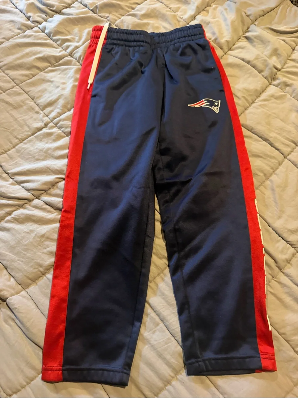 NFL Navy Joggers with Red Side Panels and Team Logo